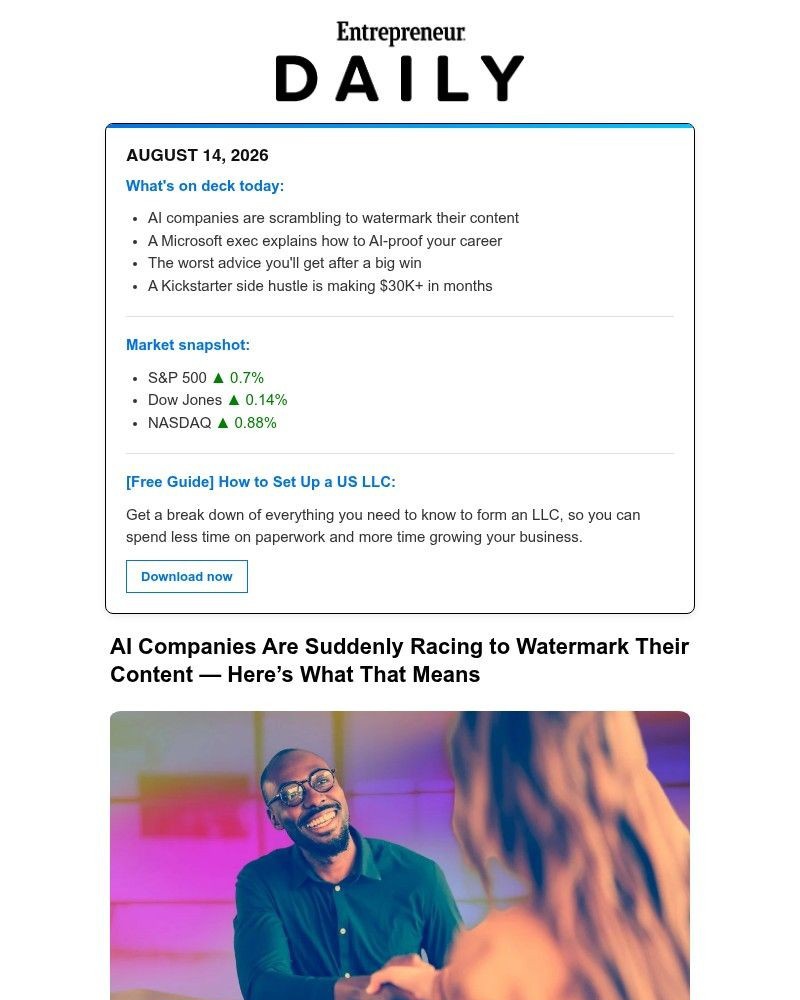 Screenshot of email with subject /media/emails/a-microsoft-execs-rule-to-ai-proof-your-career-1426f5-cropped-8ee2dfad.jpg