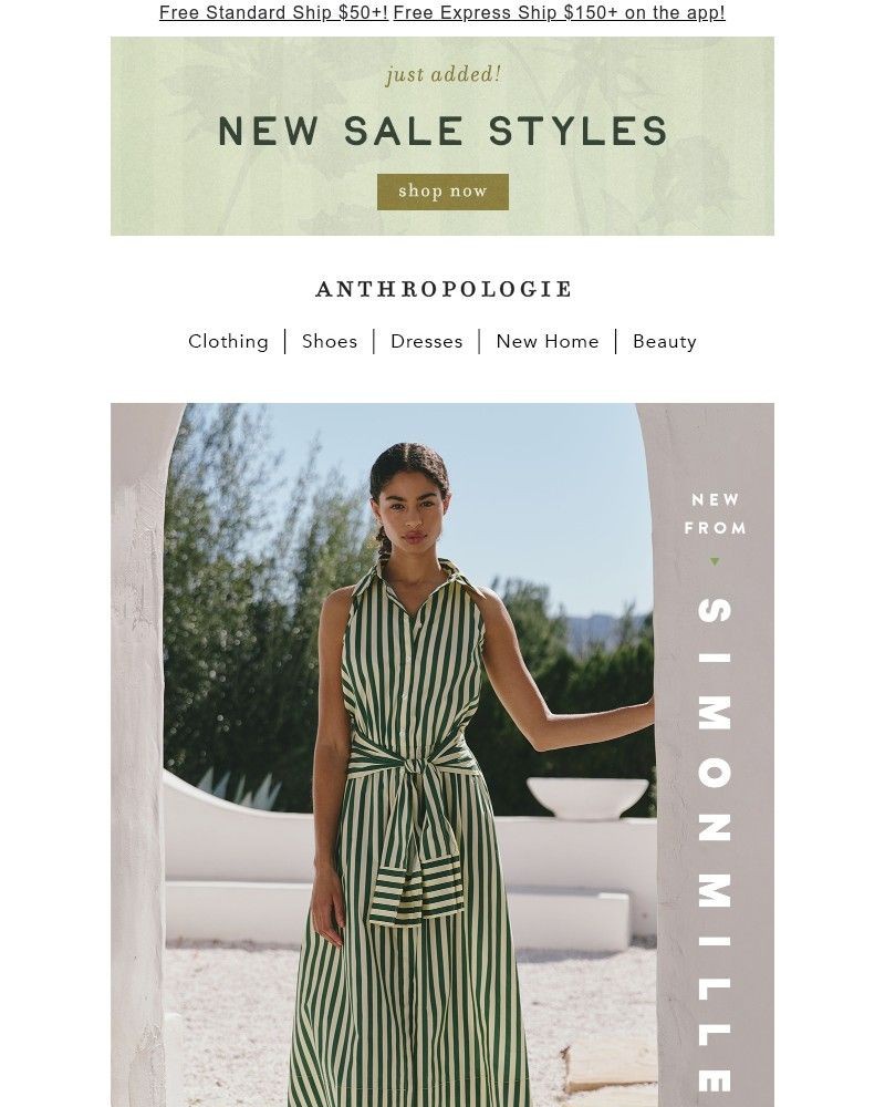 Screenshot of email sent to a Anthropologie Newsletter subscriber