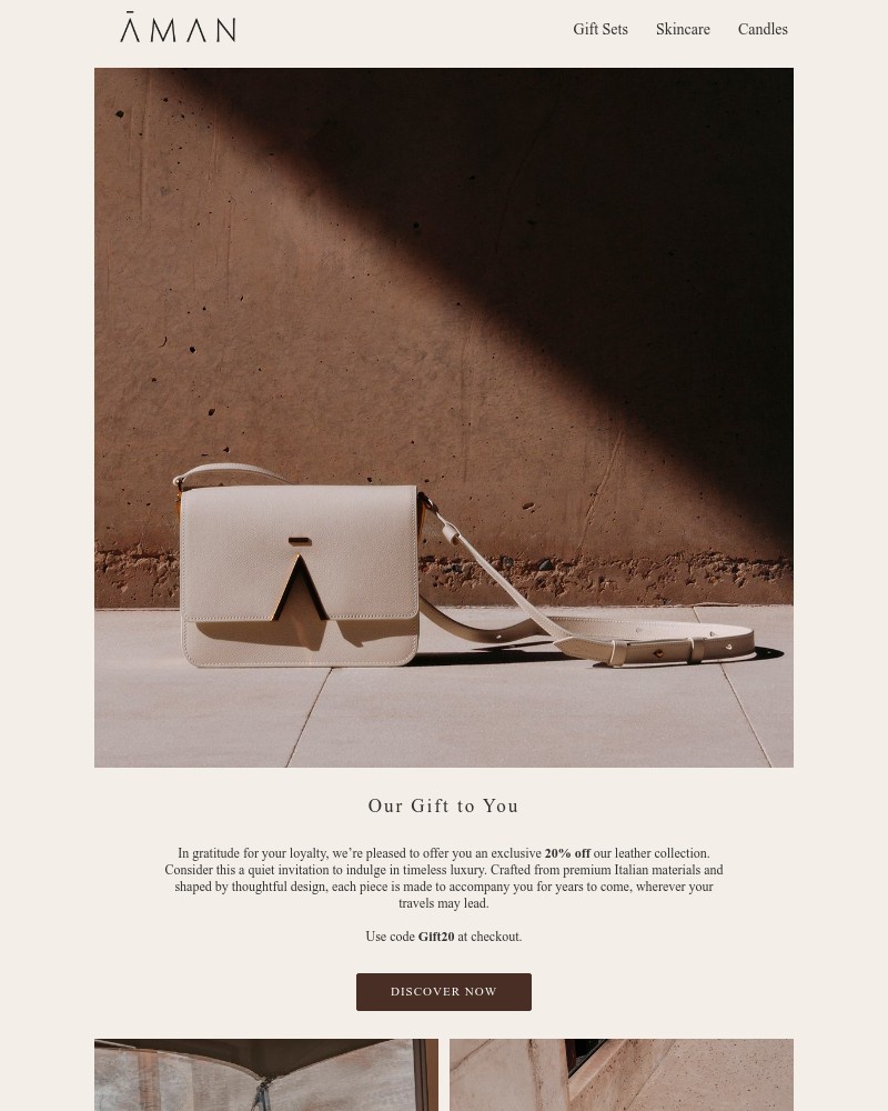 Screenshot of email sent to a Aman Resorts Newsletter subscriber