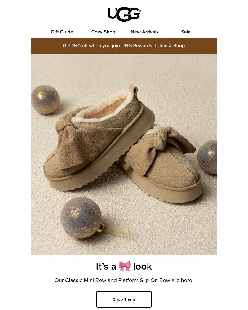 Screenshot of email sent to a UGG Newsletter subscriber