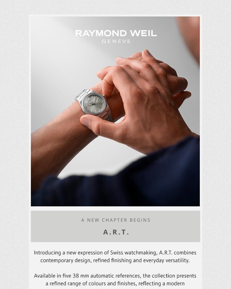 Screenshot of email sent to a Raymond Weil Registered user