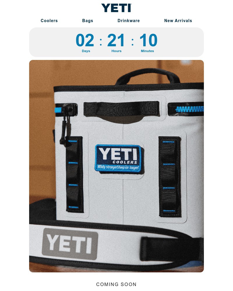 Screenshot of email sent to a Yeti Newsletter subscriber