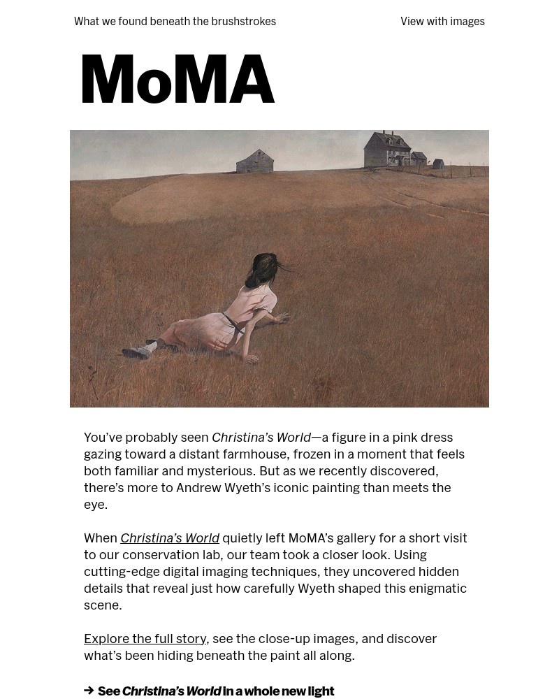 Screenshot of email sent to a The Museum of Modern Art (MoMA) Newsletter subscriber