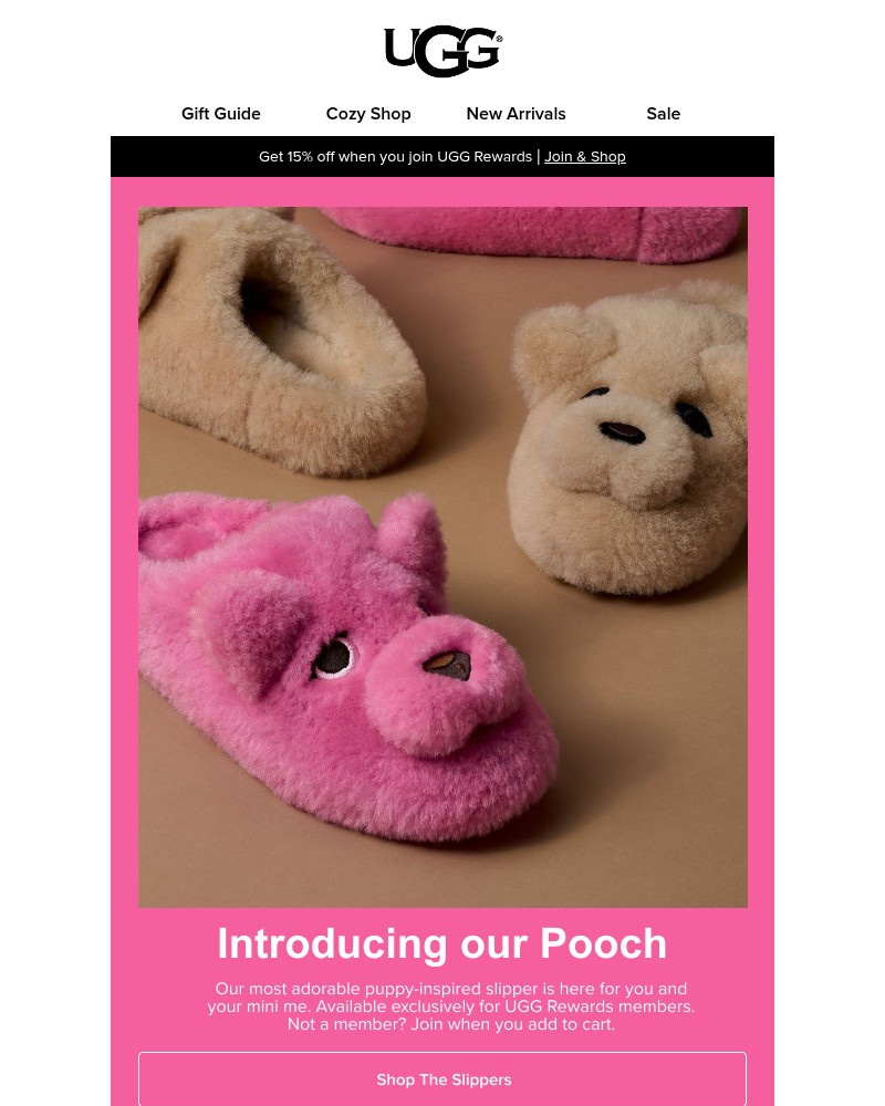 Screenshot of email sent to a UGG Newsletter subscriber