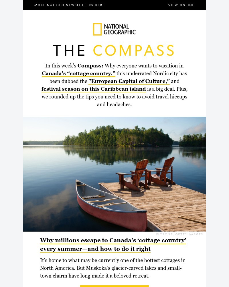 Screenshot of email sent to a National Geographic Newsletter subscriber