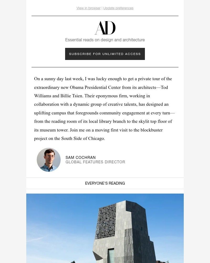 Screenshot of email with subject /media/emails/a-private-tour-of-the-new-obama-presidential-center-797fbe-cropped-918c1523.jpg
