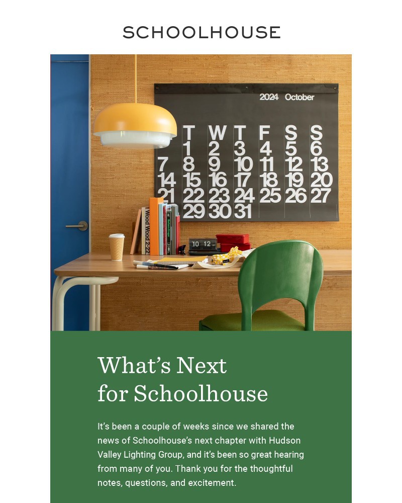 Screenshot of email sent to a Schoolhouse Newsletter subscriber