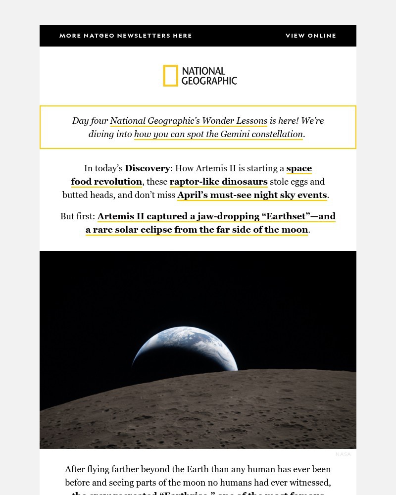 Screenshot of email with subject /media/emails/a-rare-solar-eclipse-caught-by-artemis-ii-how-bad-is-space-food-tiny-raptor-like-_aSK770o.jpg