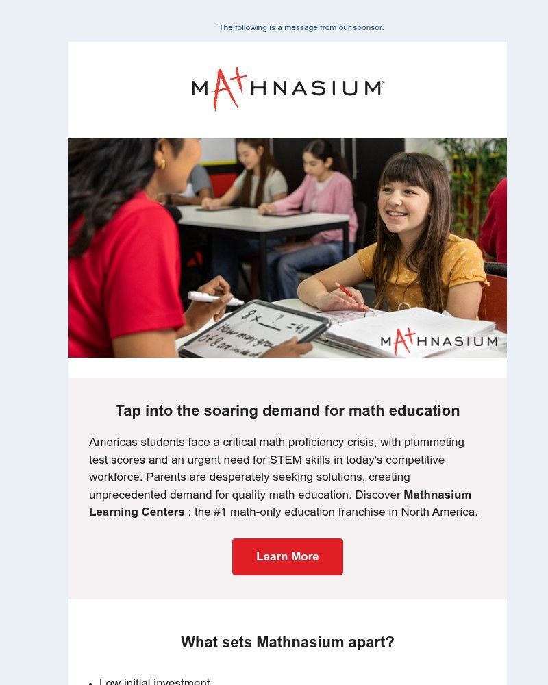 Screenshot of email sent to a Entrepreneur Newsletter subscriber