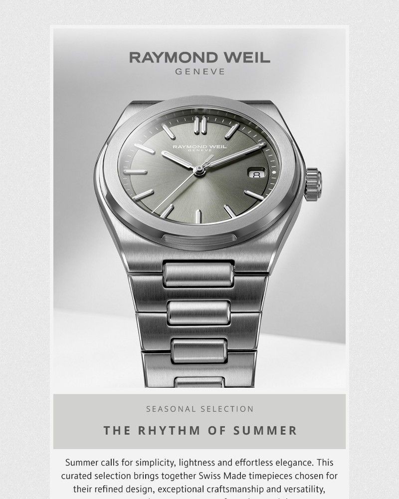 Screenshot of email sent to a Raymond Weil Registered user