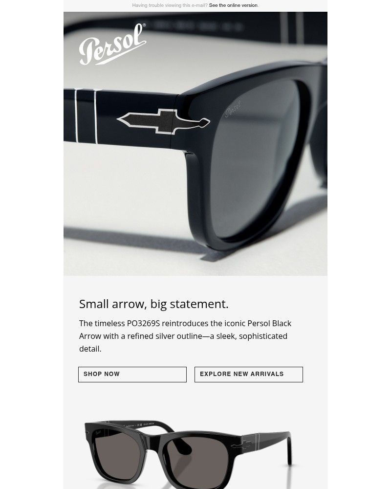 Screenshot of email sent to a Persol Newsletter subscriber