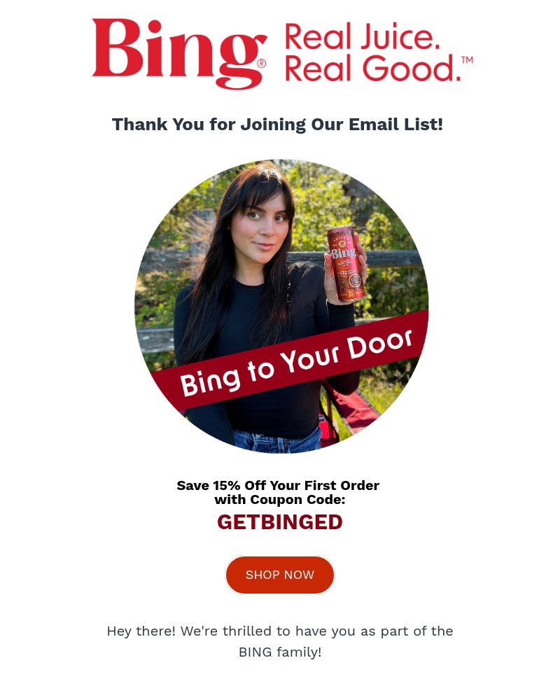 Screenshot of email sent to a Bing Newsletter subscriber