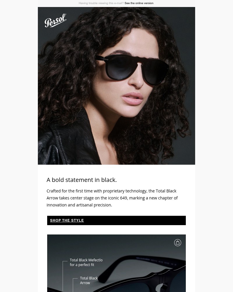 Screenshot of email sent to a Persol Newsletter subscriber