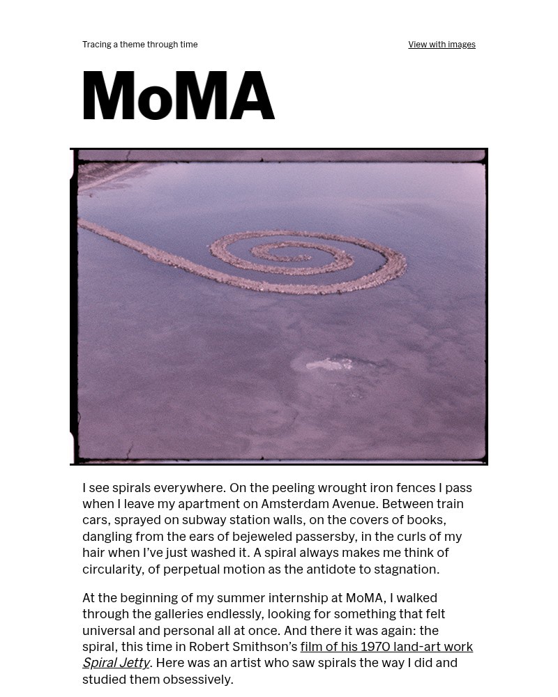 Screenshot of email sent to a The Museum of Modern Art (MoMA) Newsletter subscriber