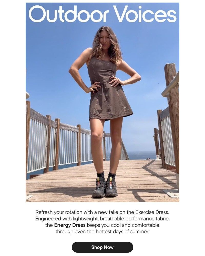 Screenshot of email sent to a Outdoor Voices Newsletter subscriber