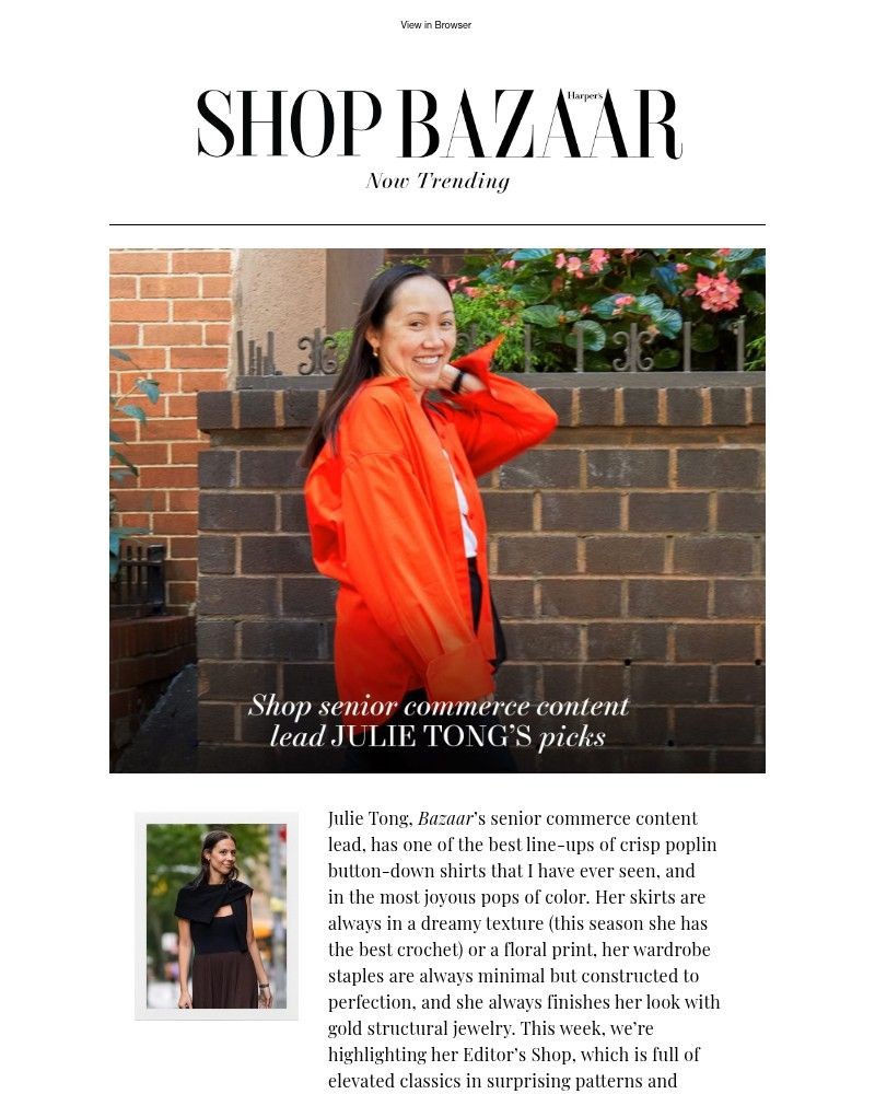 Screenshot of email sent to a Harper’s Bazaar Newsletter subscriber
