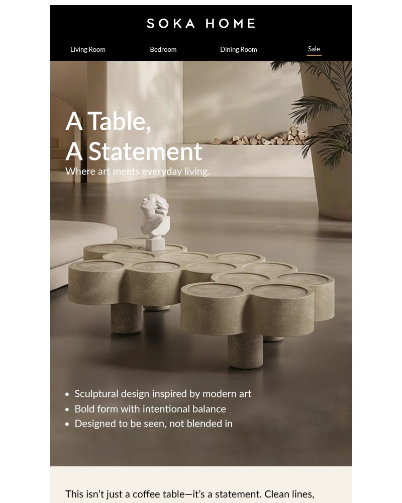 Screenshot of email sent to a Soka Home Newsletter subscriber