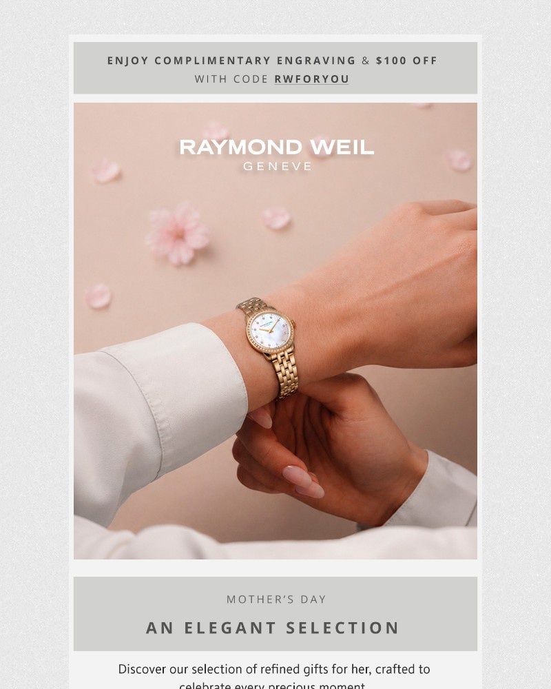 Screenshot of email sent to a Raymond Weil Registered user