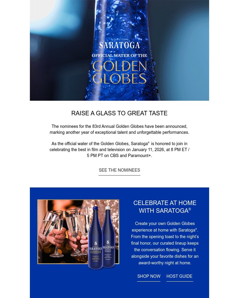 Screenshot of email sent to a Saratoga Newsletter subscriber