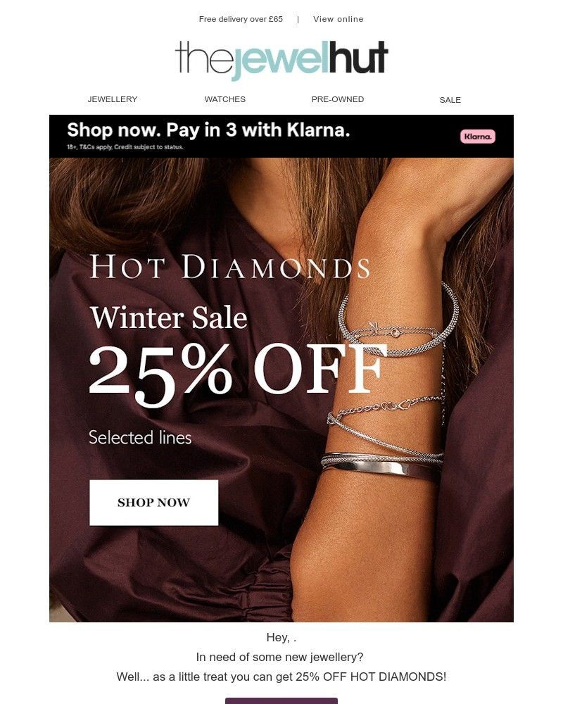 Screenshot of email with subject /media/emails/a-treat-just-for-you-get-25-off-hot-diamonds-f4d1a1-cropped-25b8eda3.jpg