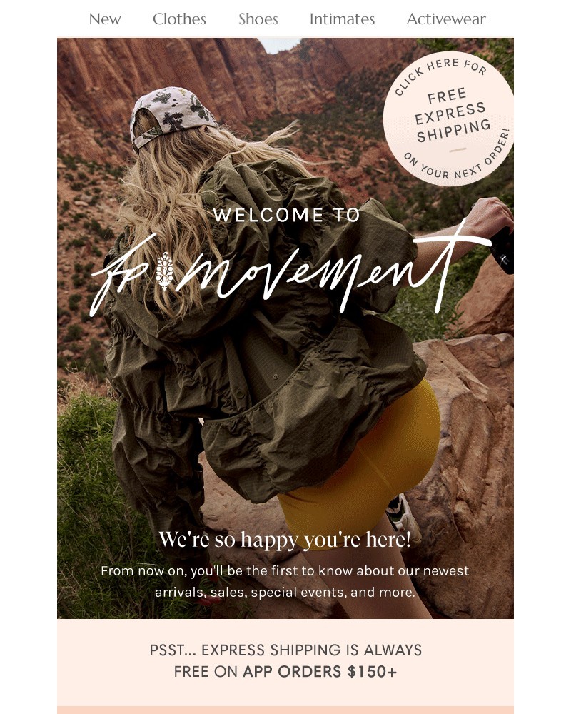 Screenshot of email sent to a Free People Newsletter subscriber