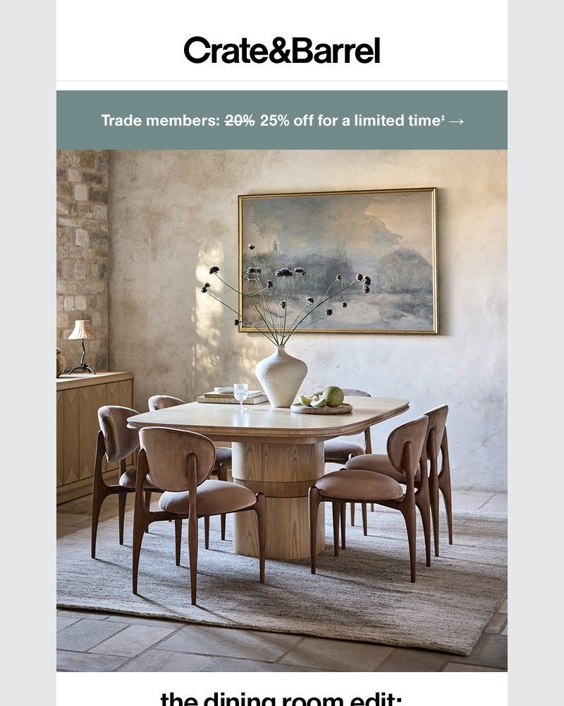 Screenshot of email sent to a Crate & Barrel Newsletter subscriber
