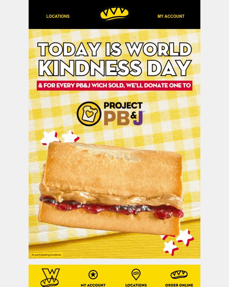 Screenshot of email sent to a Which Wich Registered user