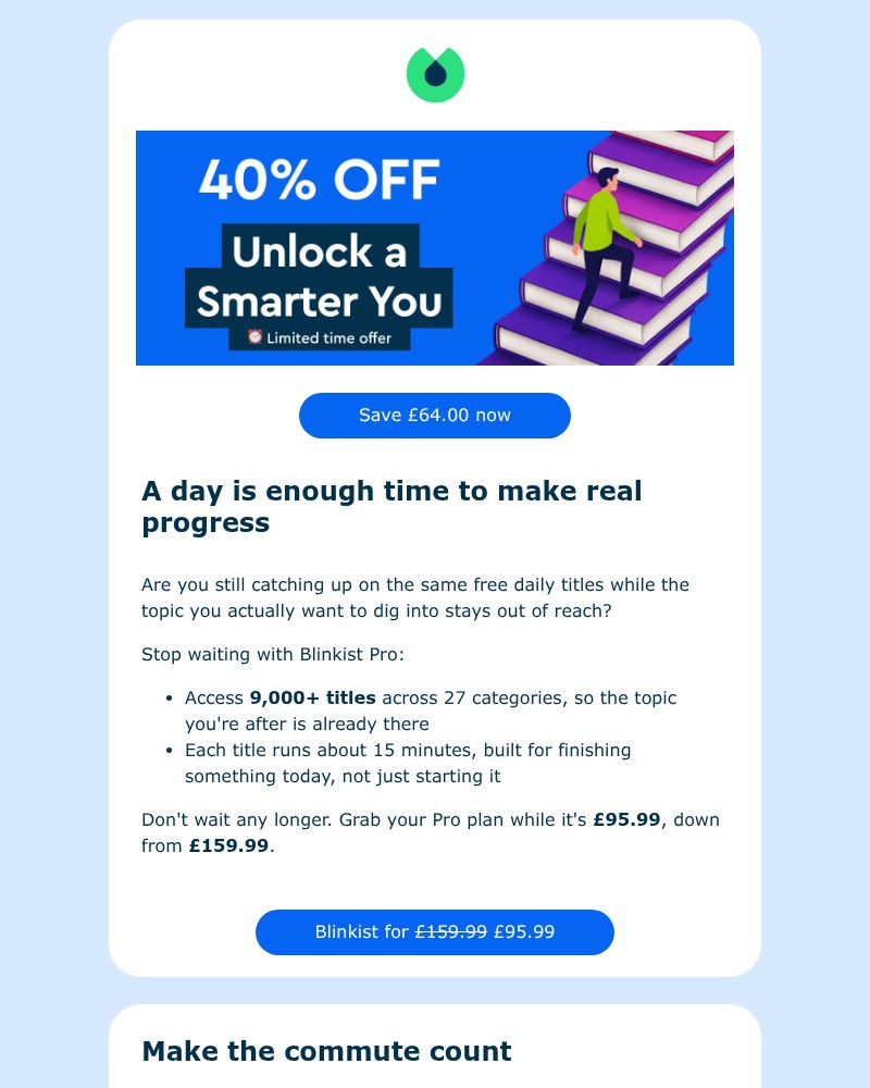 Screenshot of email sent to a Blinkist Registered user