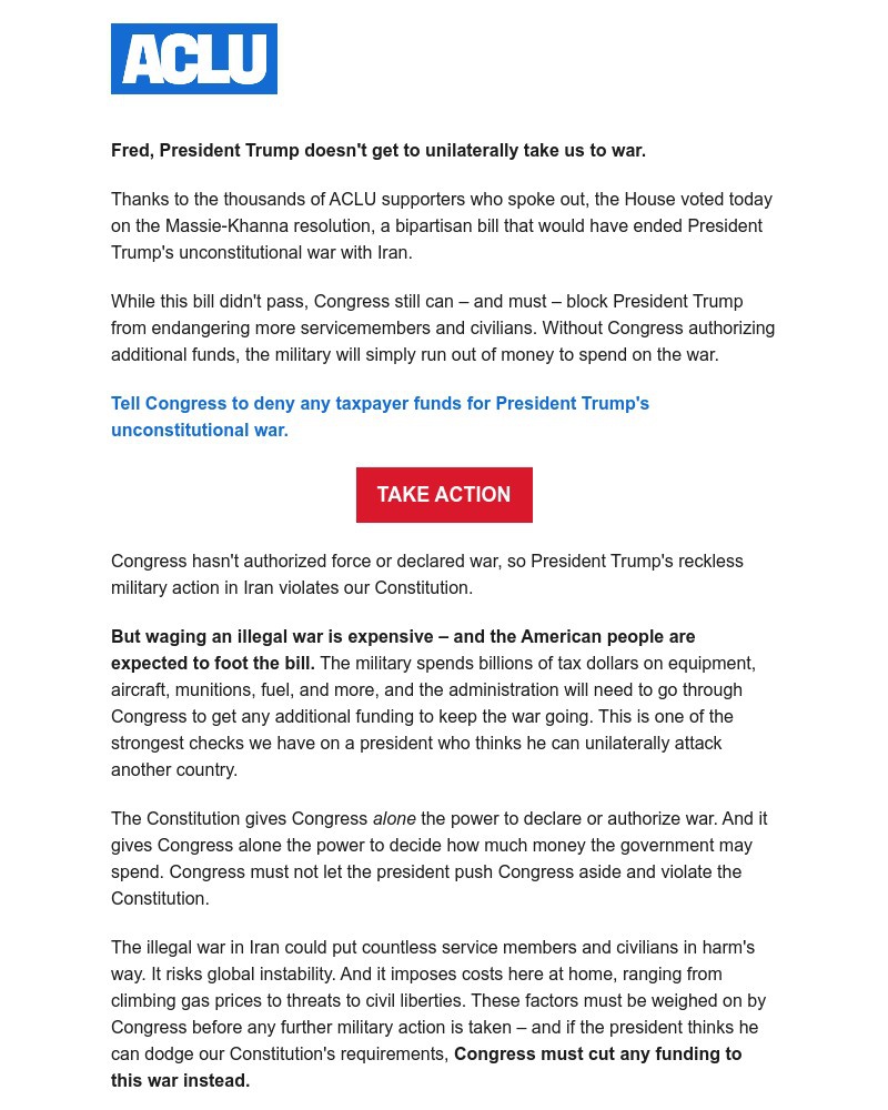 Screenshot of email with subject /media/emails/action-needed-stop-the-unconstitutional-war-with-iran-25e4b2-cropped-47321fe1.jpg