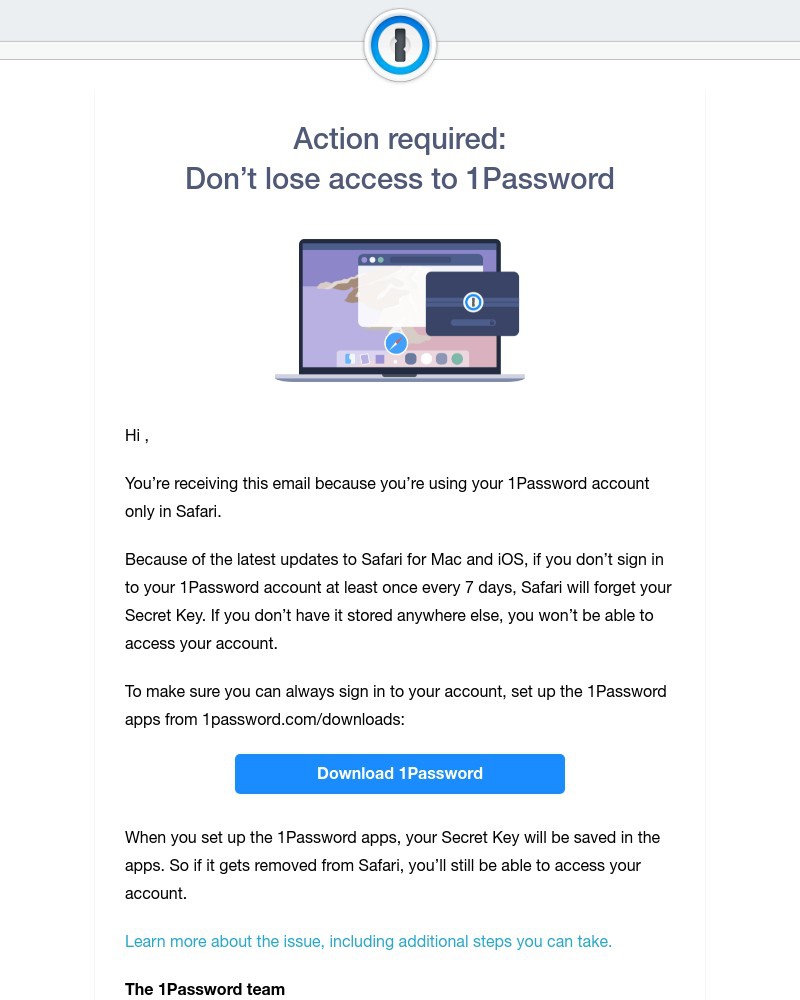 Screenshot of email with subject /media/emails/action-required-dont-lose-access-to-1password-88f0b7-cropped-bf27a982.jpg