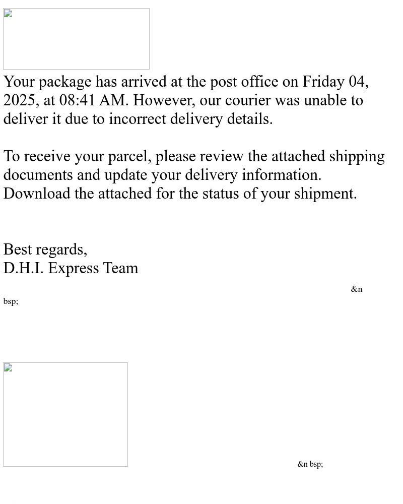 Screenshot of email with subject /media/emails/action-required-update-deli-very-information-for-your-pack-age-arrived-on-friday-_LoSrhIU.jpg