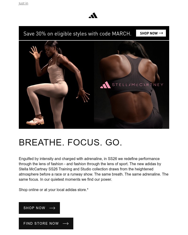 Screenshot of email sent to a Adidas Newsletter subscriber