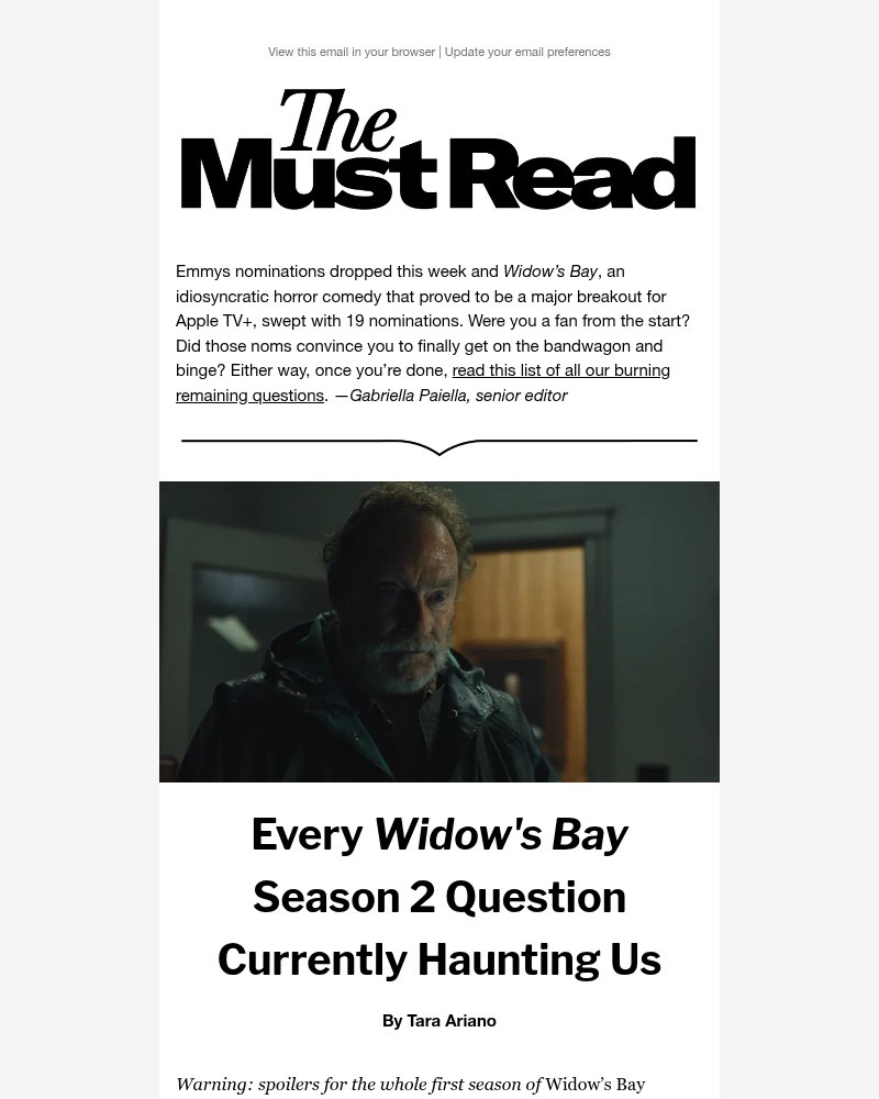 Screenshot of email sent to a GQ Newsletter subscriber