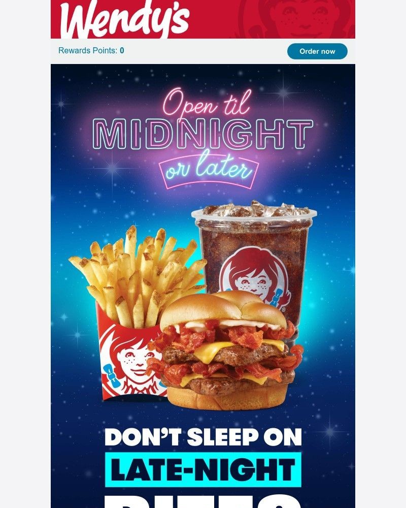 Screenshot of email sent to a Wendy’s Registered user