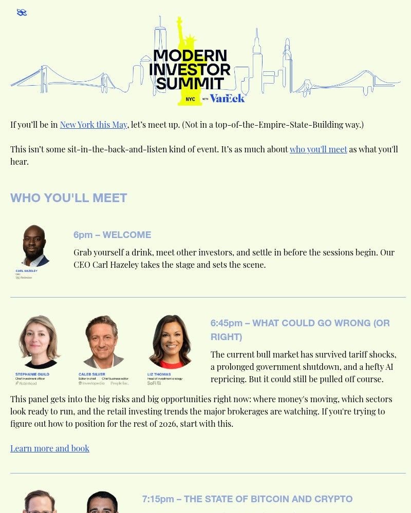 Screenshot of email sent to a Finimize Registered user