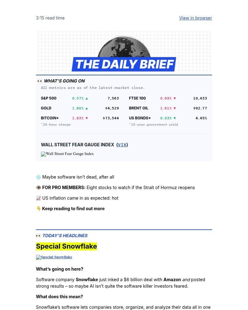 Screenshot of email sent to a Finimize Registered user