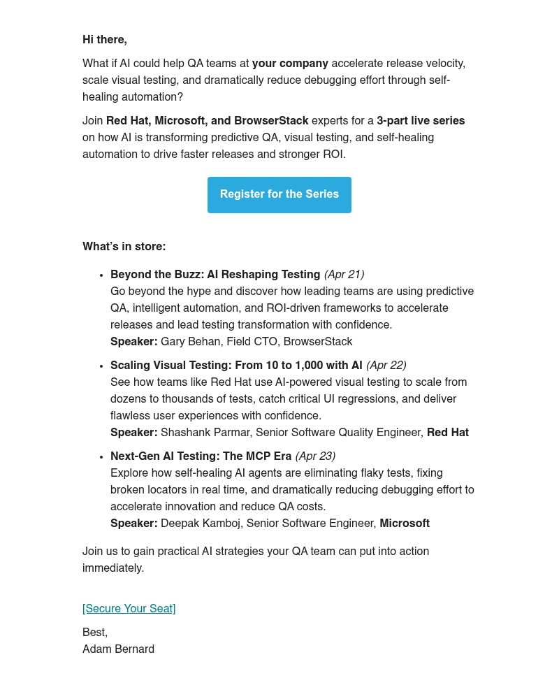 Screenshot of email with subject /media/emails/ai-strategies-roi-for-qa-leaders-unlock-the-edge-for-your-company-in-this-3-part-_akiqjH7.jpg