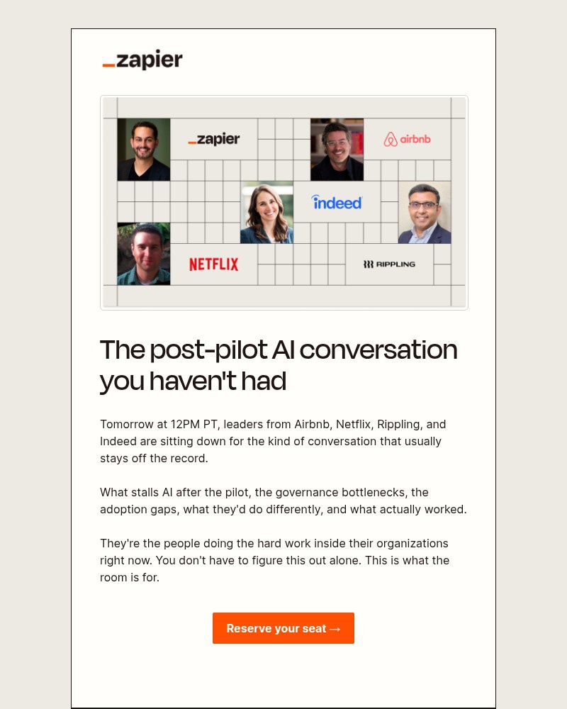 Screenshot of email sent to a Zapier Invited user