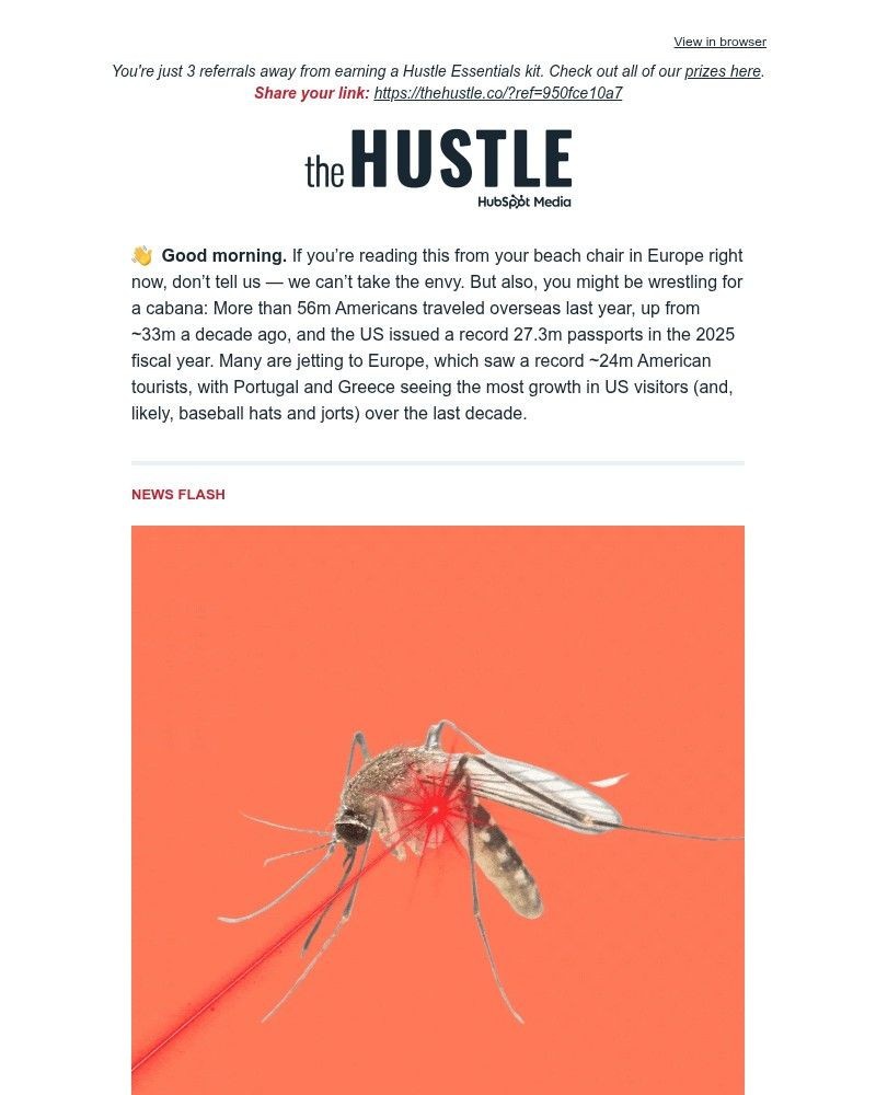 Screenshot of email sent to a The Hustle Newsletter subscriber