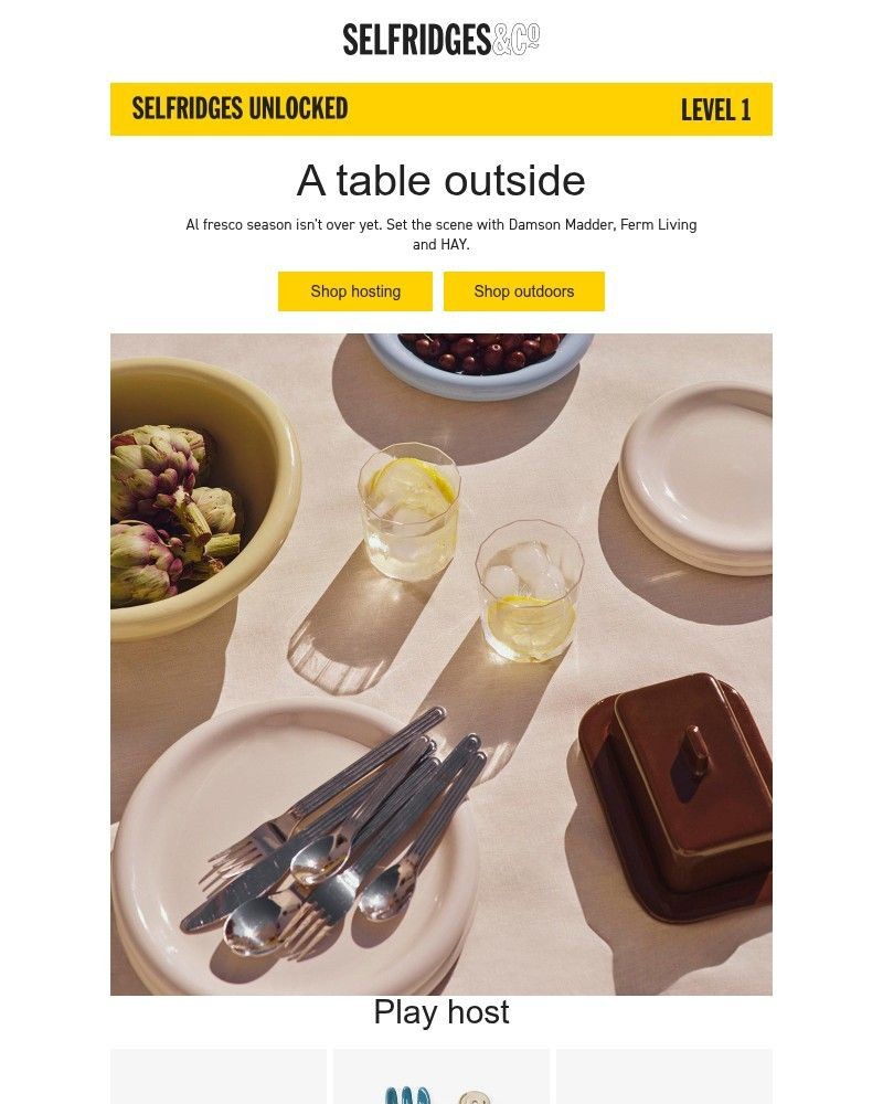 Screenshot of email sent to a Selfridges Newsletter subscriber