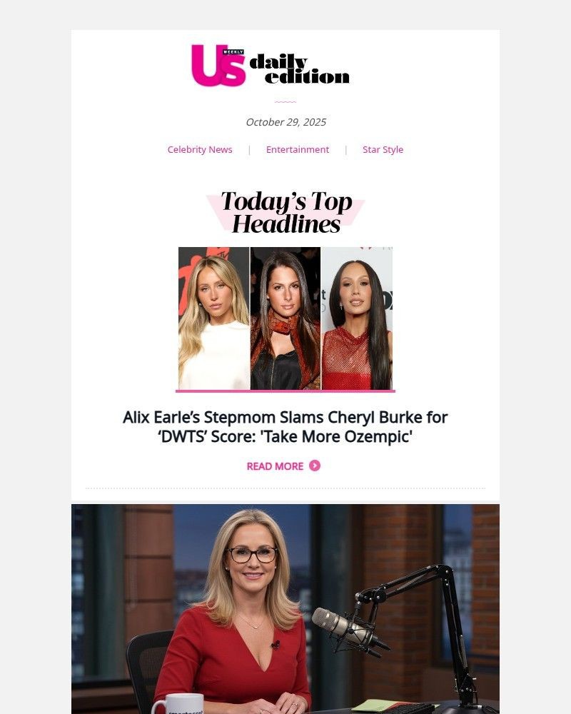 Screenshot of email sent to a Us Weekly Newsletter subscriber