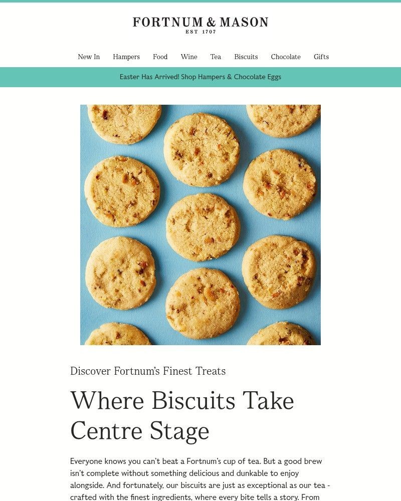 Screenshot of email sent to a Fortnum & Mason Newsletter subscriber
