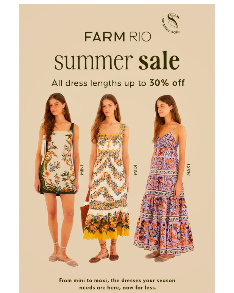 Screenshot of email sent to a Farm Rio Newsletter subscriber