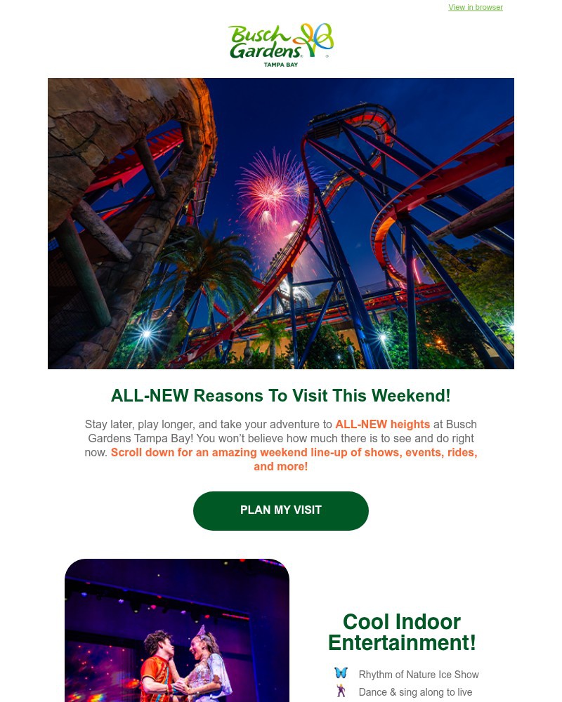 Screenshot of email sent to a Busch Gardens Newsletter subscriber