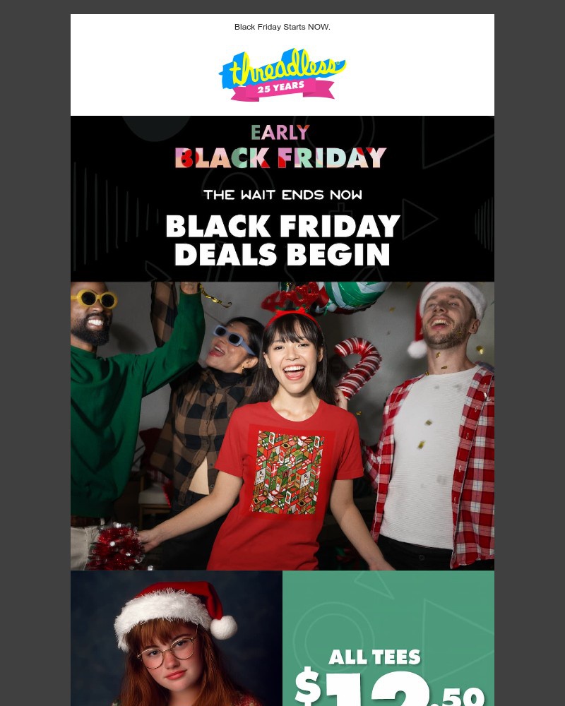 Screenshot of email sent to a Threadless Newsletter subscriber