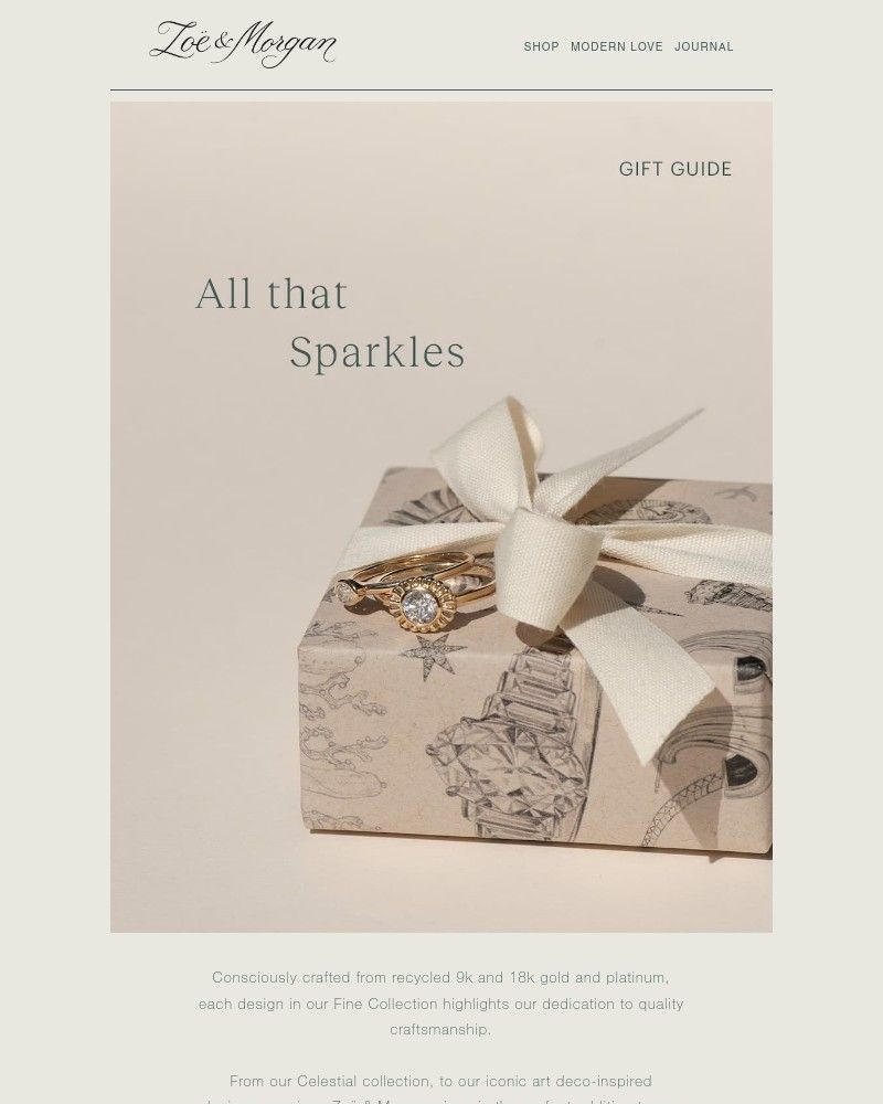 Screenshot of email sent to a Zoe & Morgan Newsletter subscriber