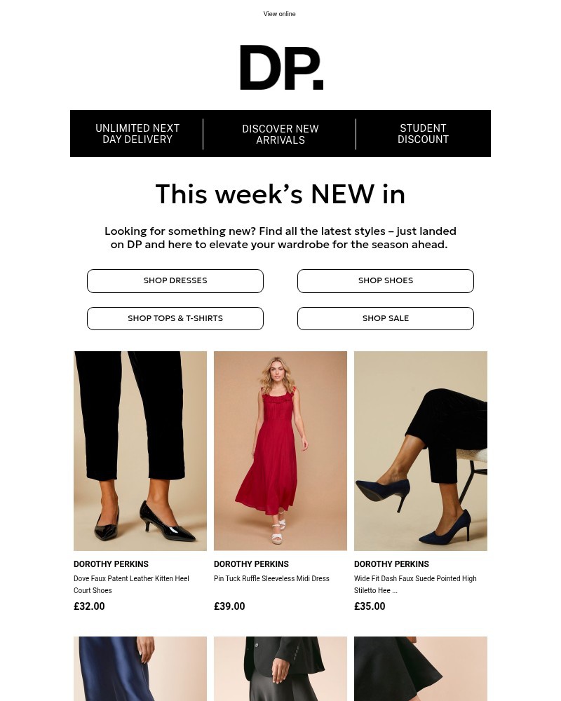 Screenshot of email sent to a Dorothy Perkins Newsletter subscriber