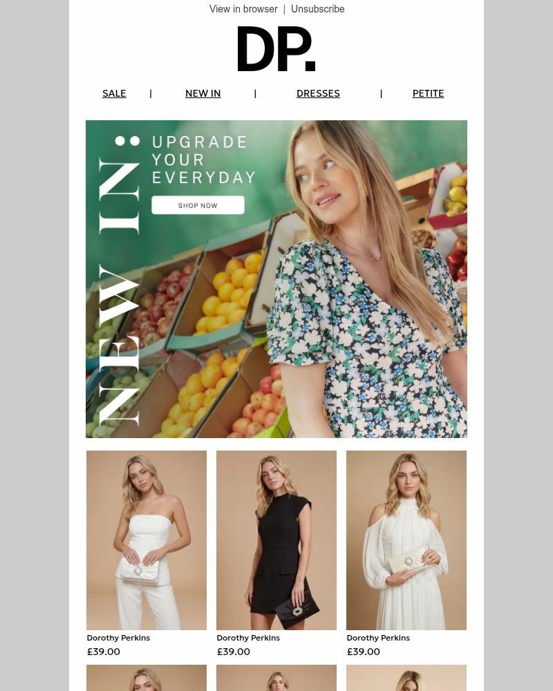Screenshot of email sent to a Dorothy Perkins Newsletter subscriber