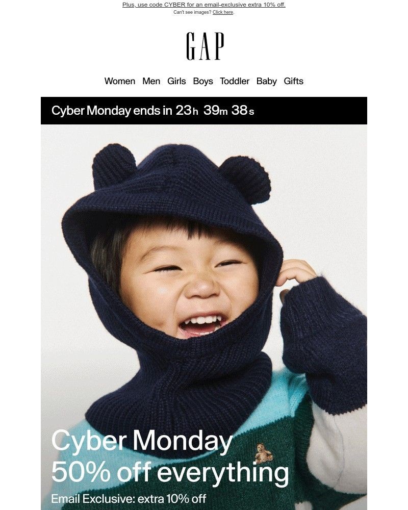 Screenshot of email with subject /media/emails/all-yours-50-off-the-styles-youve-been-eyeing-60-off-cyber-deals-disappear-in-a-f_4oTNoJp.jpg