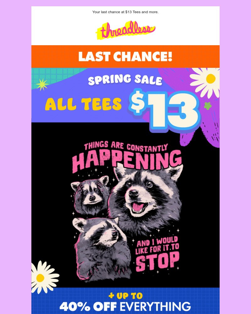 Screenshot of email sent to a Threadless Newsletter subscriber